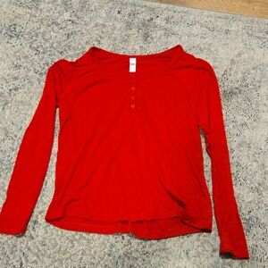 Red Long Sleeve Women's Pajama Top